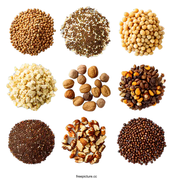 [Transparent Background PNG]Various Types of Nuts and Seeds