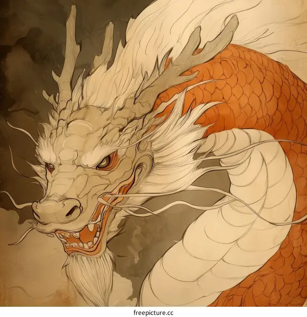 Majestic Dragon Illustration in Vintage Style