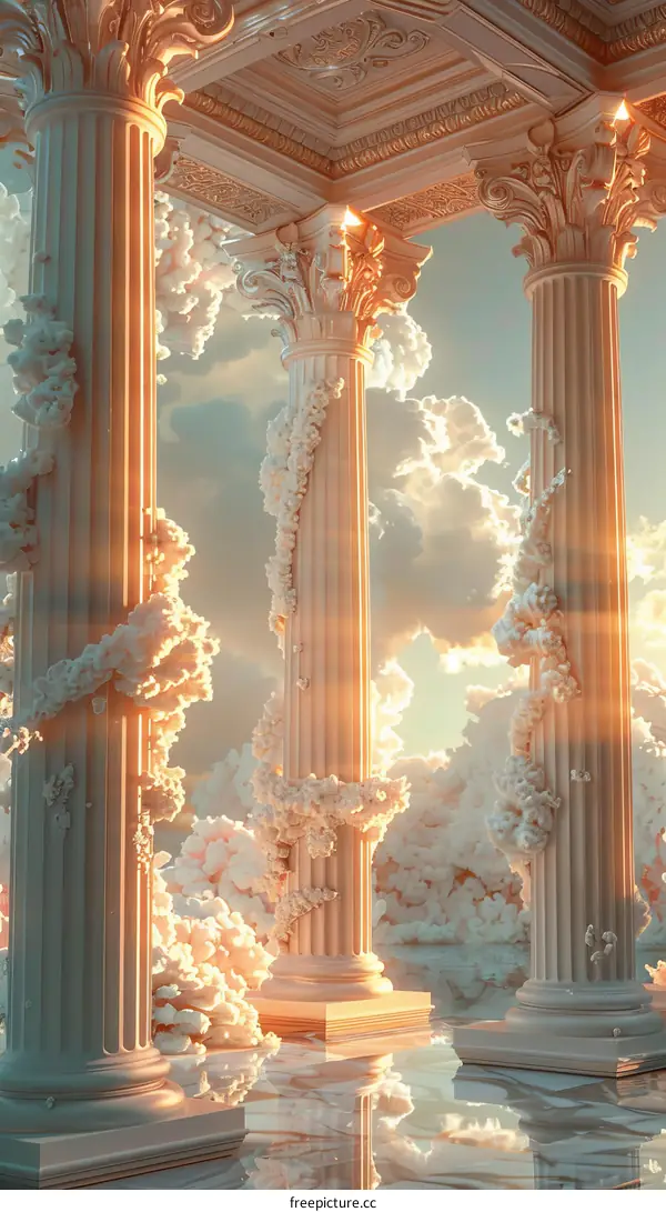 Aesthetic Ancient Columns in a Dreamlike Setting