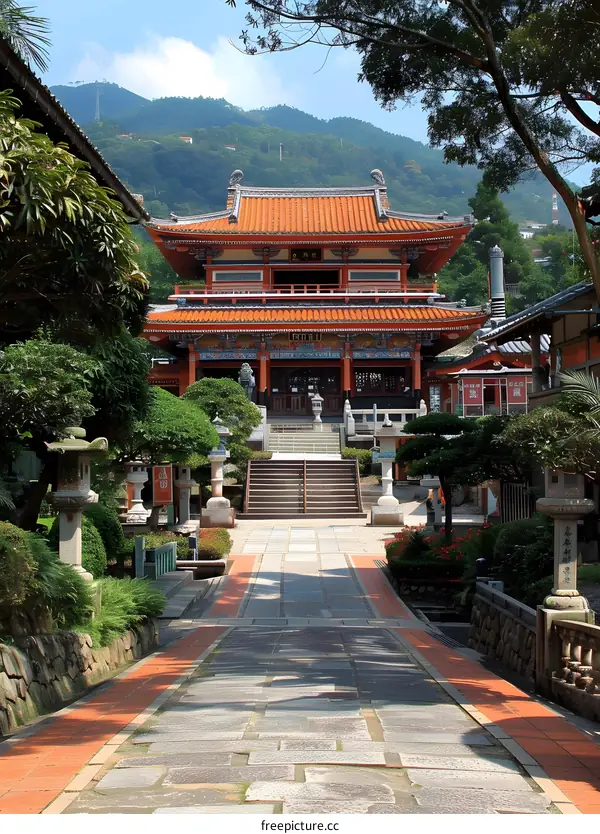 Entrance to Japanese Temple with Garden