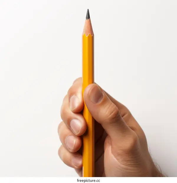 A hand holding a pencil