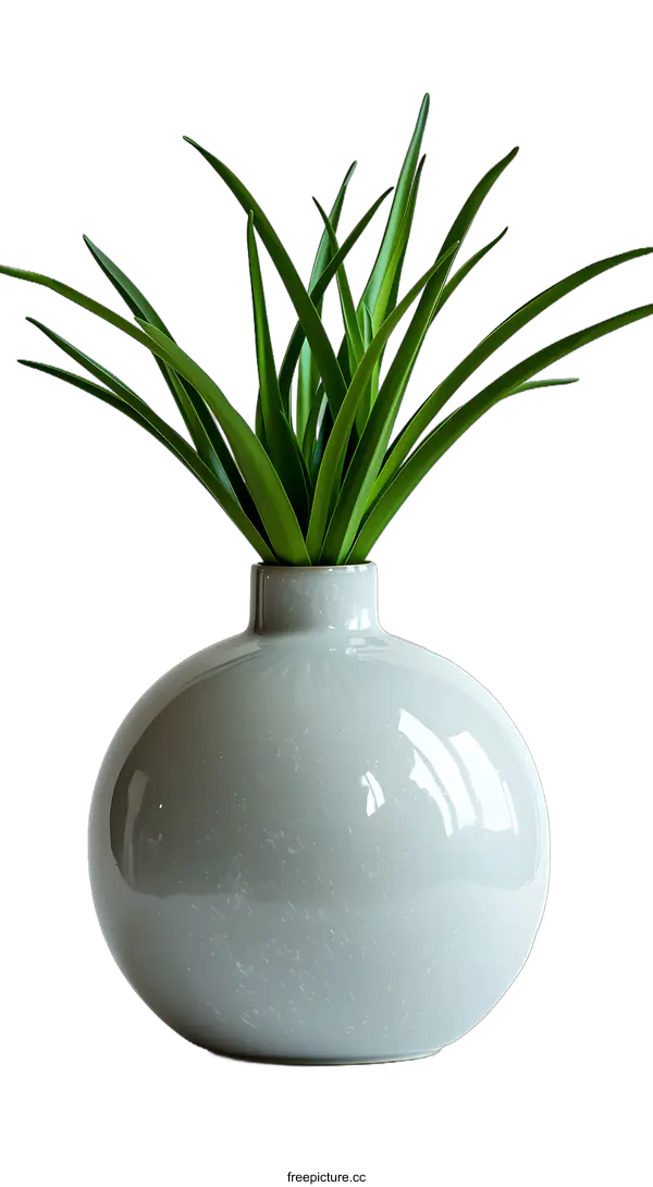 [Transparent Background PNG]Green plant in a grey vase