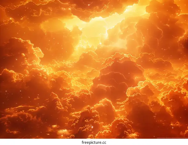 Surreal Glowing Orange Cloudscape
