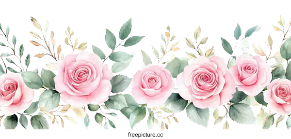 [Transparent Background PNG]Watercolor Floral Border Design