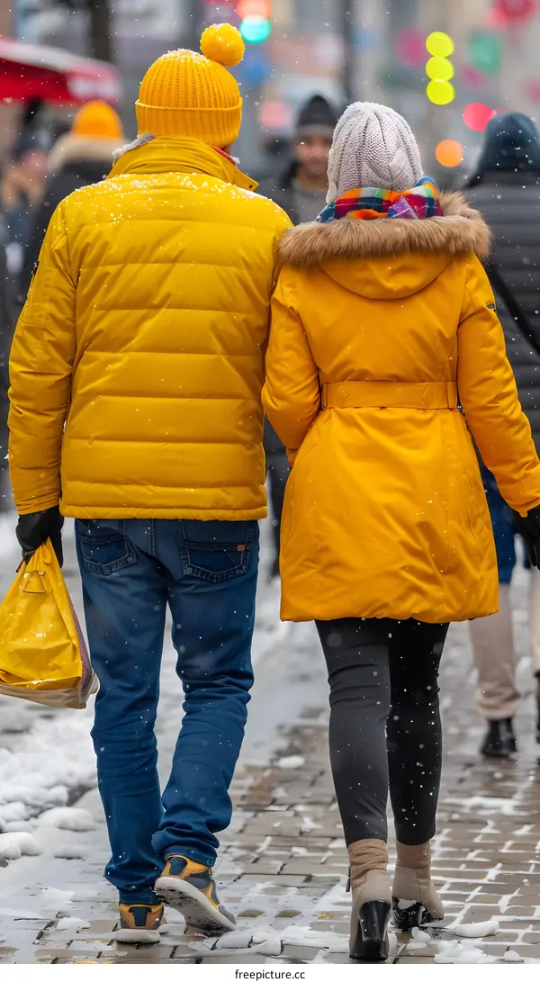 Couple Walking in the Snow