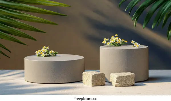 Elegant Display Pod with Flowers and Stones