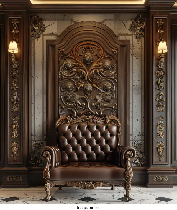 Luxury Wooden Interior Design with Ornate Furniture