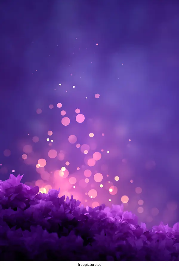 Purple Floral Background with Bokeh Lights