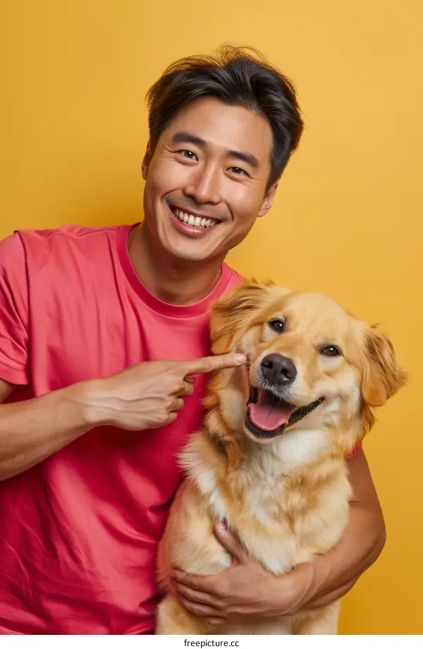 Asian man with a dog