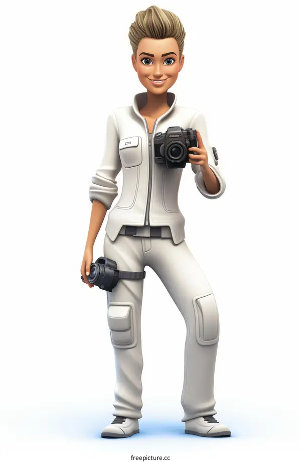 Female Photographer with Two Cameras