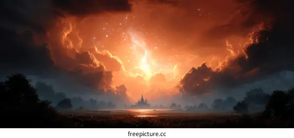 Fantastical Sunrise Over a Mystical Castle