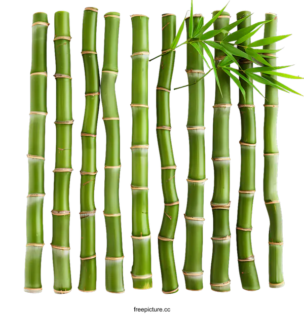 [Transparent Background PNG]green bamboo sticks on white background