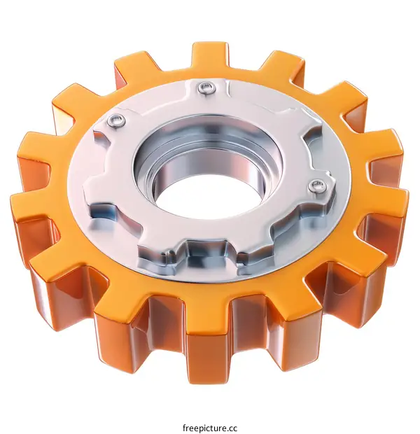 3D illustration of an orange gear