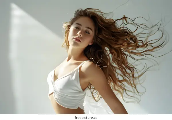 portrait of a beautiful young woman with long blond hair