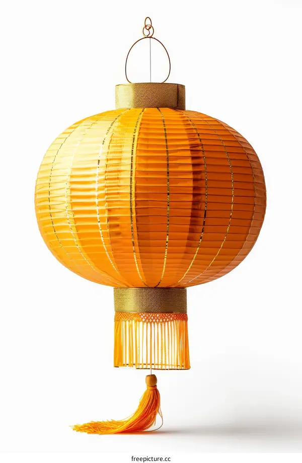 Round orange paper lantern with gold accents