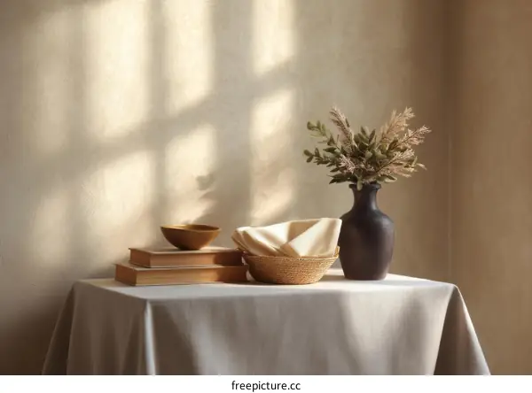 Sunlight Warmth on a Minimalist Table Setting