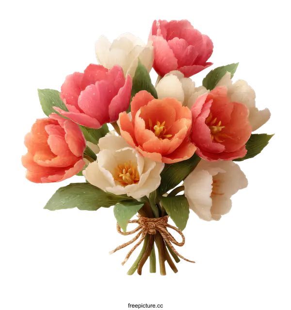 [Transparent Background PNG]Beautiful Floral Bouquet of Tulips Illustration