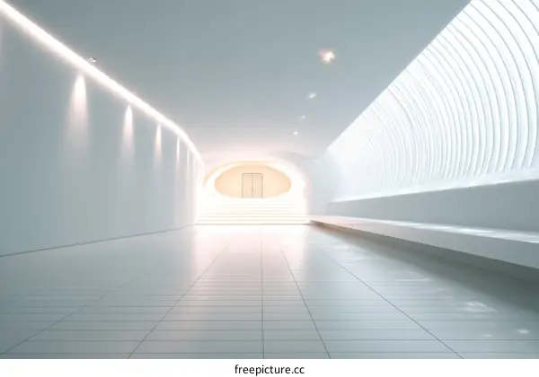 Futuristic White Corridor Interior Design