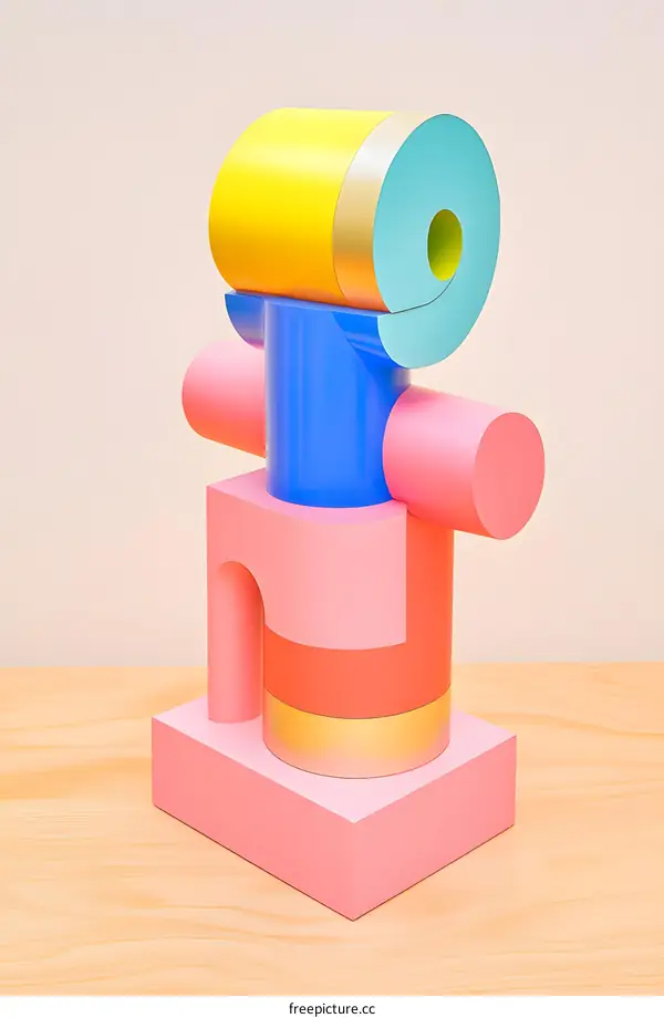 Abstract Colorful Geometric Sculpture