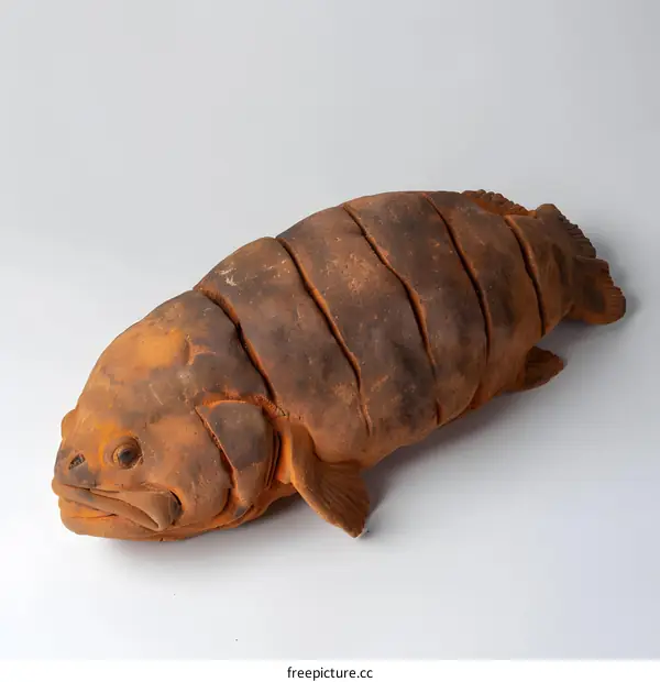 a clay sculpture of a coelacanth