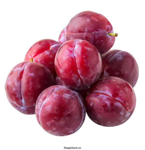 [Transparent Background PNG]A pile of ripe plums isolated on a transparent background