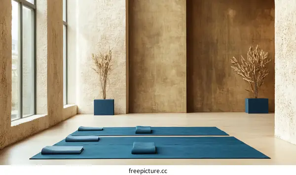 Empty Yoga Studio Interior Design with Natural Elements