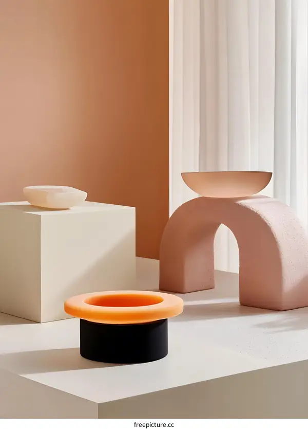 Abstract Minimalist Still Life With Geometric Shapes and Soft Colors