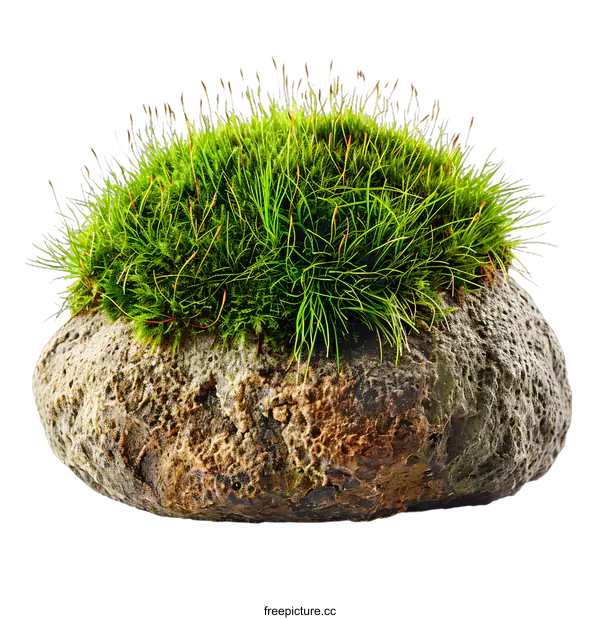 [Transparent Background PNG]Green Grass Growing on a Rock