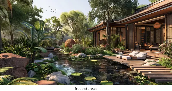 Modern House Blending with Lush Tropical Garden