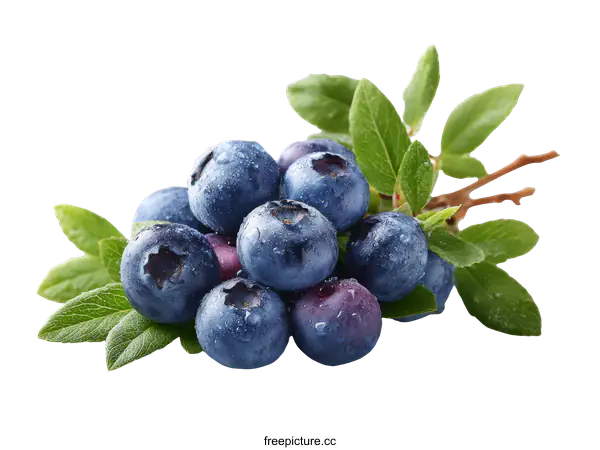 [Transparent Background PNG]Fresh Blueberries with Dew Drops