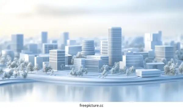 3D Cityscape Model Illustration for Architectural Design