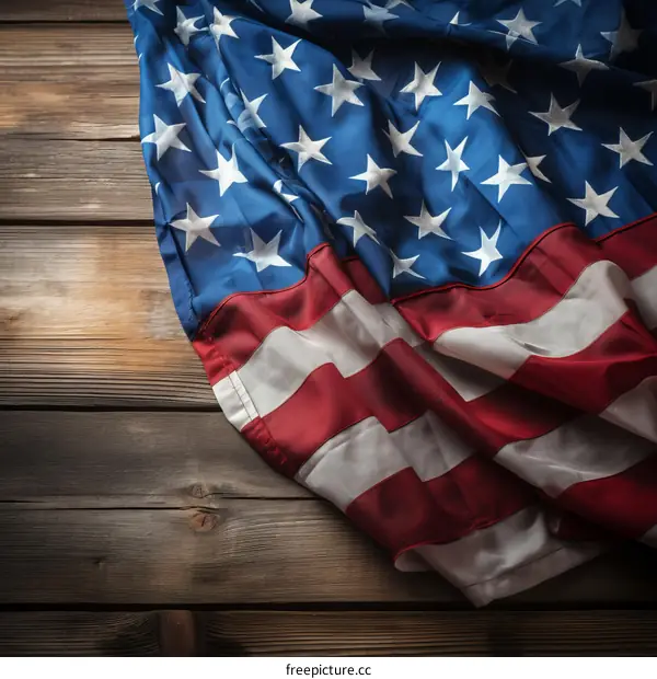 American flag on a wooden background
