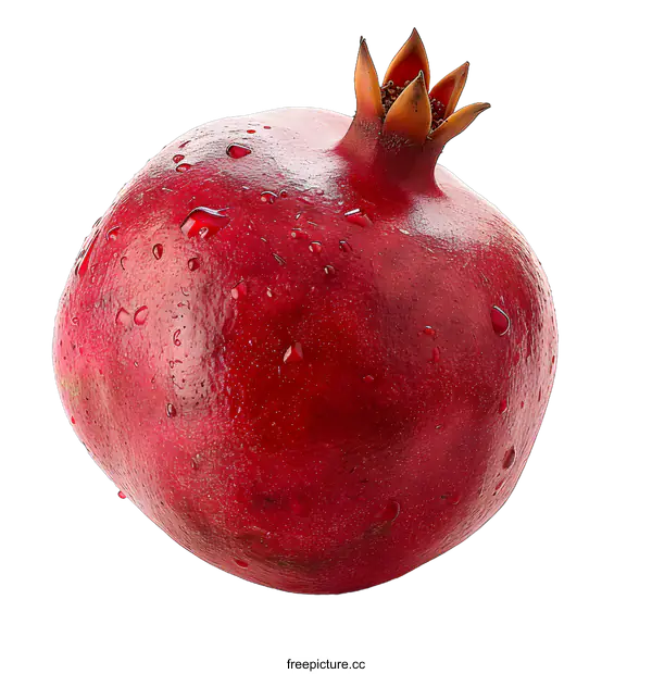 [Transparent Background PNG]Fresh red pomegranate with water drops