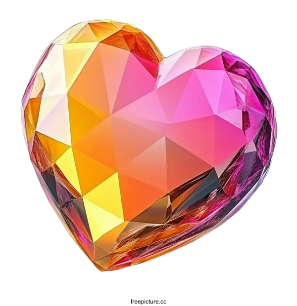 [Transparent Background PNG]Multicolored Heart-Shaped Gemstone Illustration