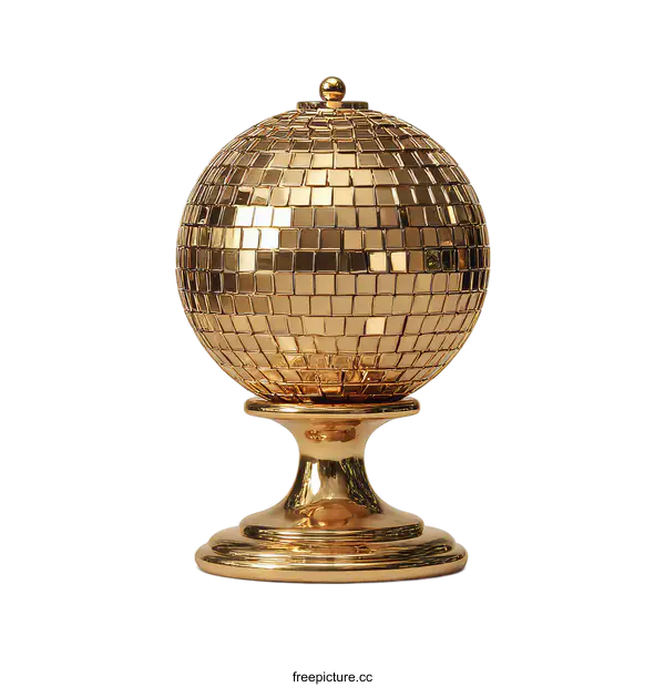 [Transparent Background PNG]Golden Disco Ball on a Stand