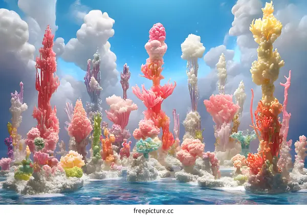 Colorful Fantasy Coral Reef Illustration