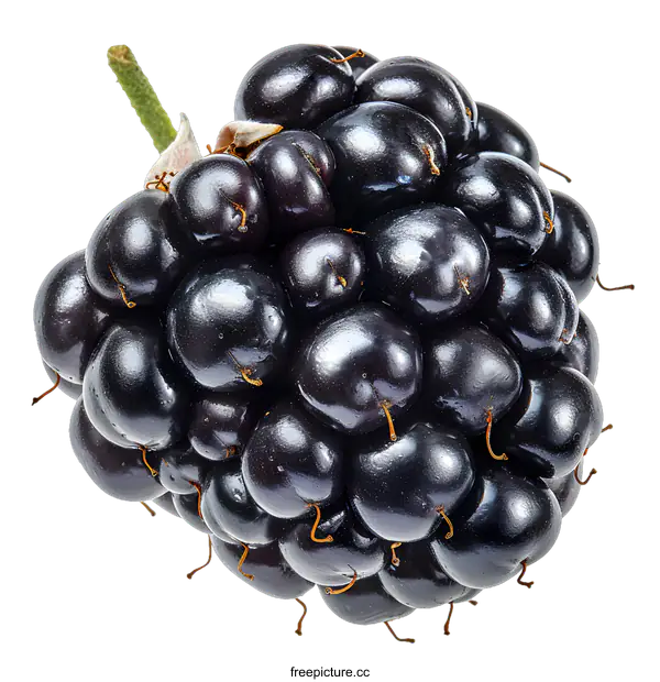 [Transparent Background PNG]Single blackberry isolated on a white background