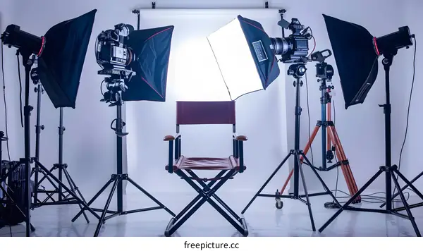 Studio Photography Setup With Lights and Chair