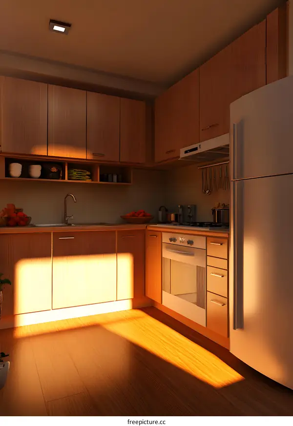 Modern Kitchen Design with Wooden Cabinets and Stainless Steel Appliances