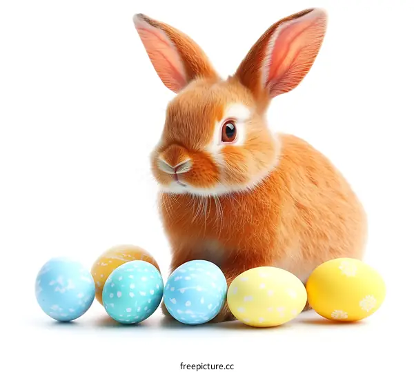 Adorable Easter Bunny with Colorful Eggs