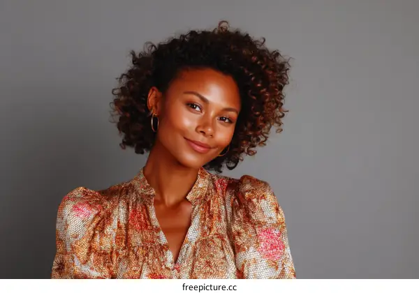 Portrait of a Woman with Curly Hair
