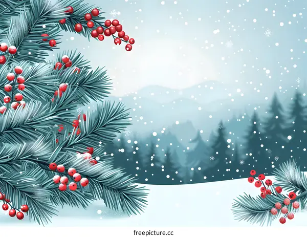 Christmas Snow Holly Illustration