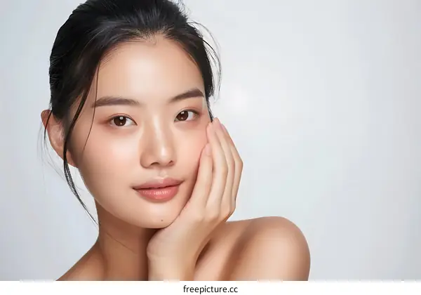 Beautiful Asian Woman With Clear Skin Posing for Beauty Portrait