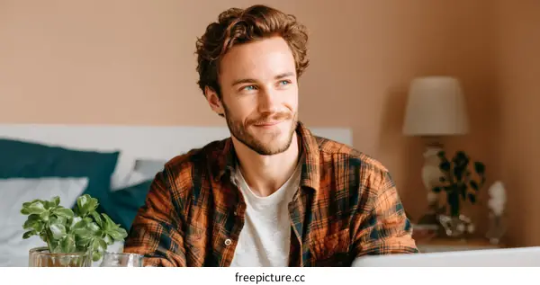 Caucasian Man Relaxing at Home