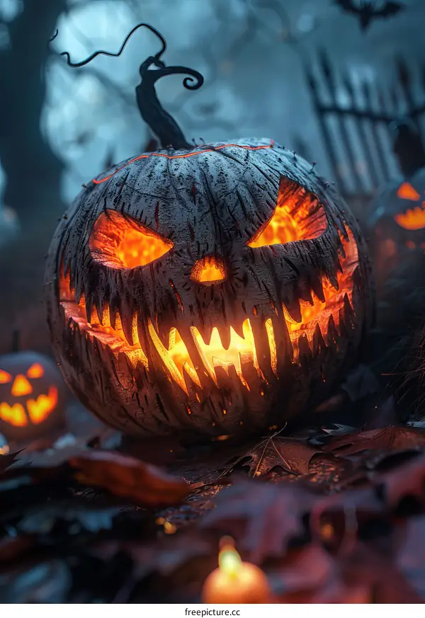 Halloween Scary Carved Pumpkin