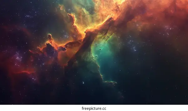 Amazing Space Nebula with Stars and Colorful Gas