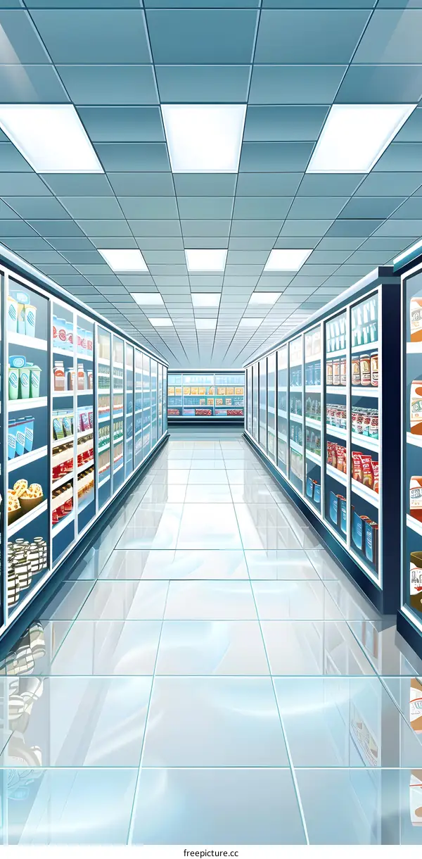 Empty Supermaket Aisle Illustration