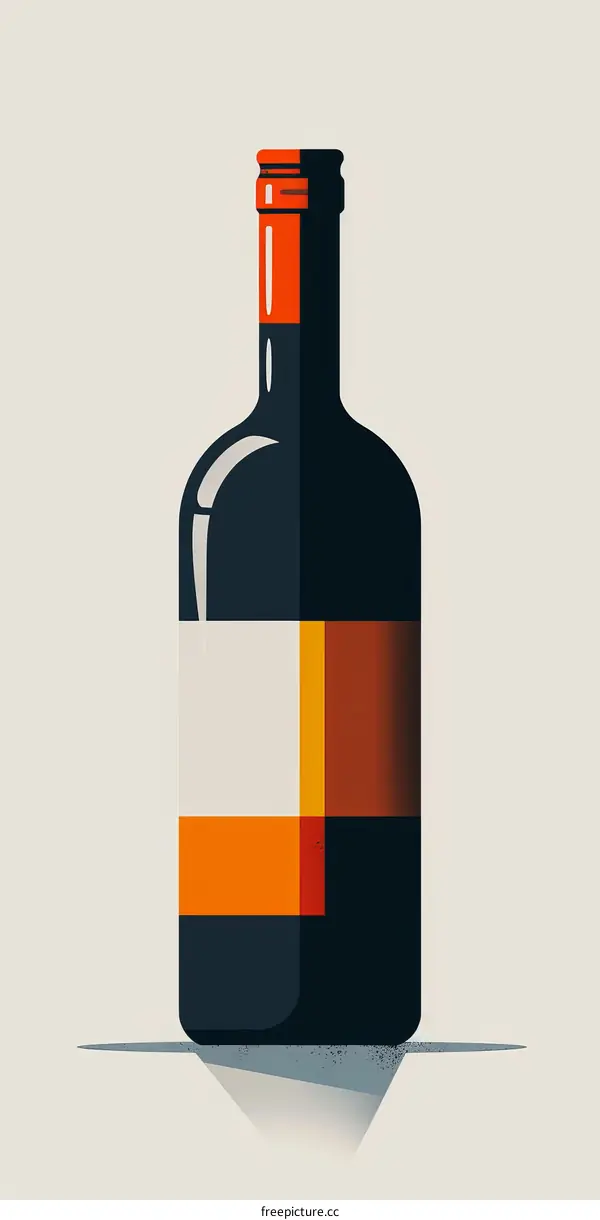 A bottle of red wine with a minimalist design