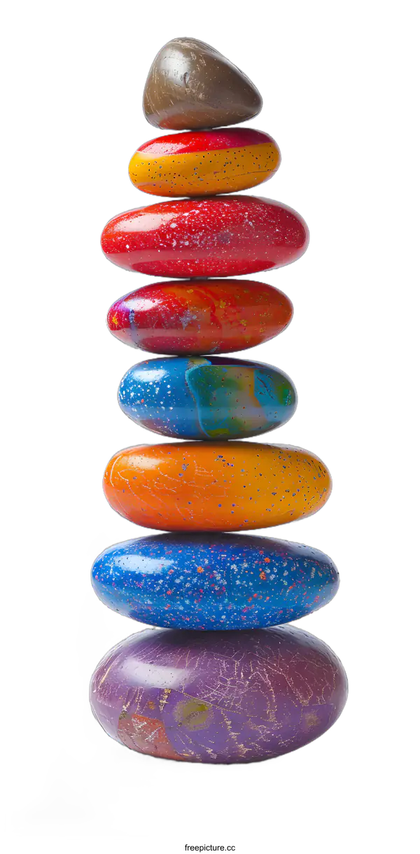 [Transparent Background PNG]Stack of colorful stones