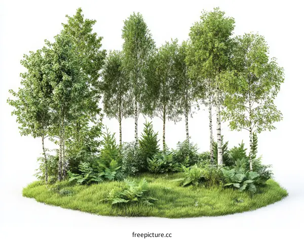 Forest Isle Illustration with Lush Vegetation